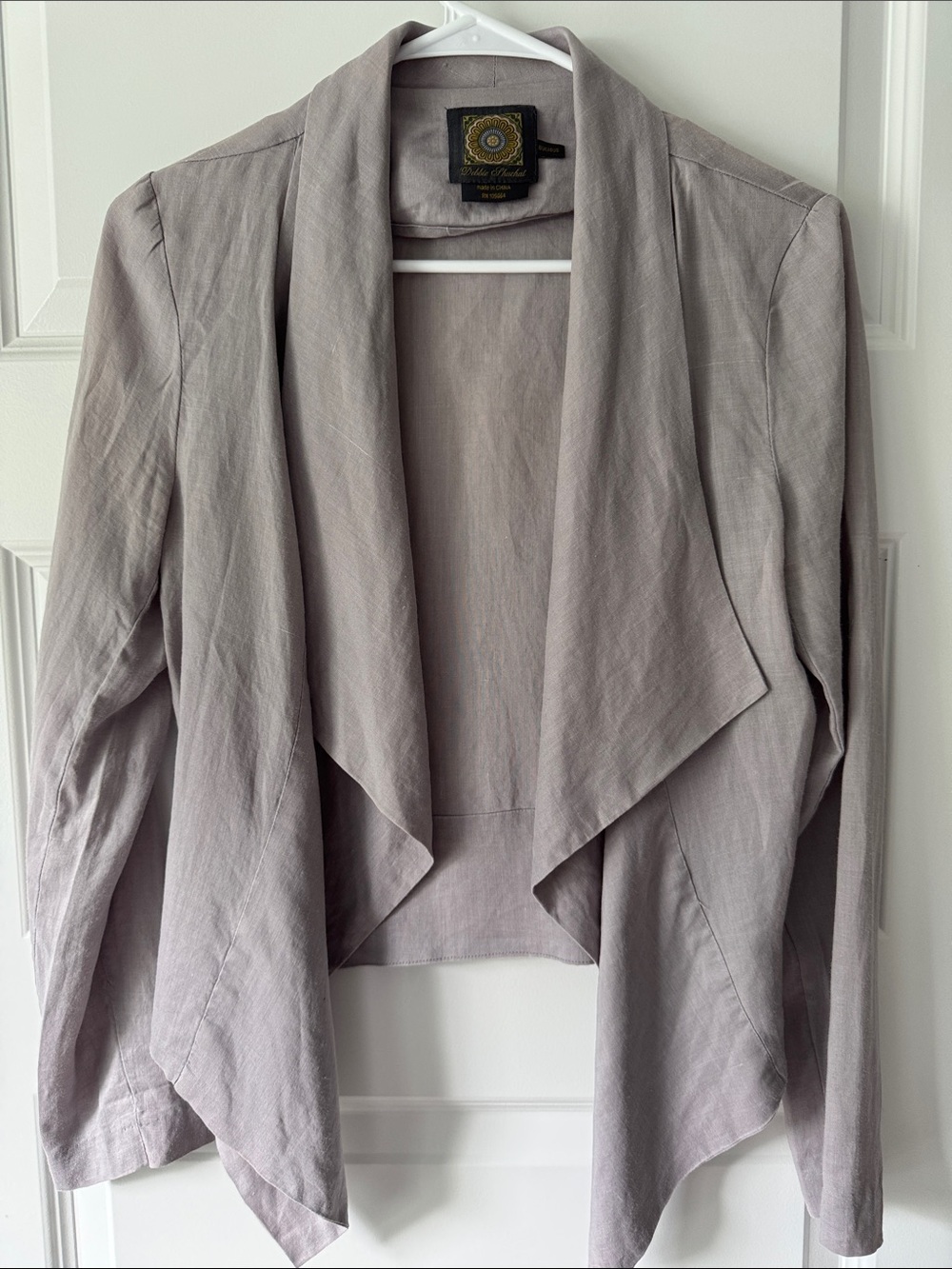 Bella Dahl Lavender-Taupe Draped Open-Front Jacket